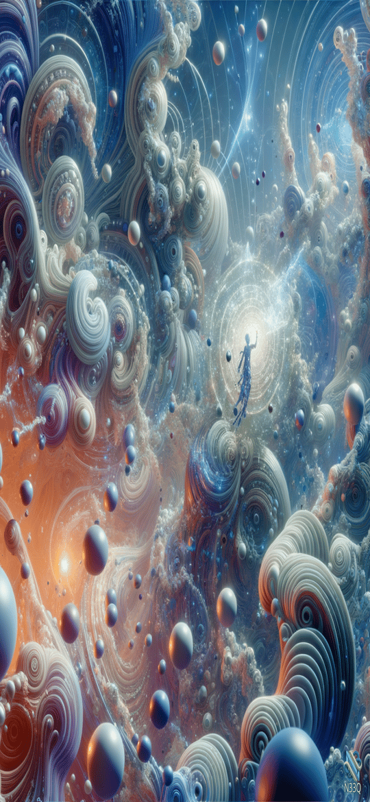 Figure in Glowing Cosmic Portal