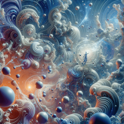 Figure in Glowing Cosmic Portal