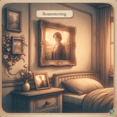 Vintage Bedroom with Woman's Portrait