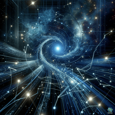 Blue Spiral Cosmic Vortex with Light Trails