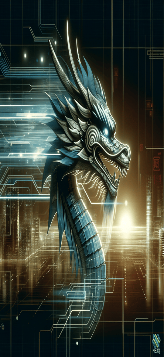 Cyberpunk Dragon in Neon Cityscape