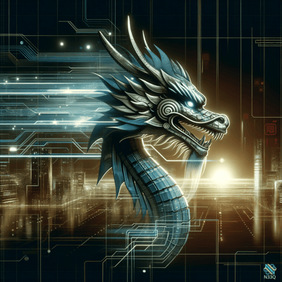 Cyberpunk Dragon in Neon Cityscape
