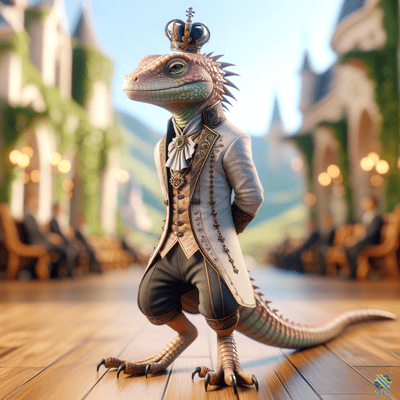 Anthropomorphic Lizard King in Royal Attire