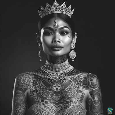 Tattooed Queen with Jeweled Crown