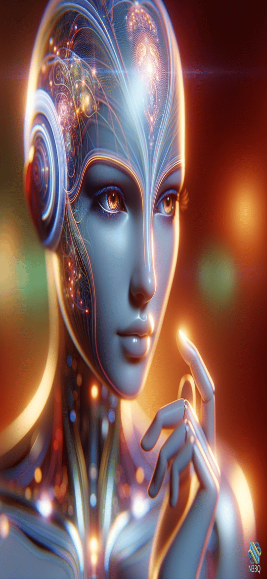 Cyborg Woman with Glowing Circuits