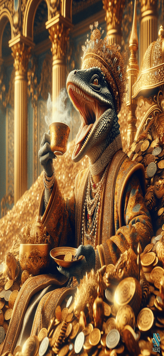 Lizard King on Hoard of Golden Coins