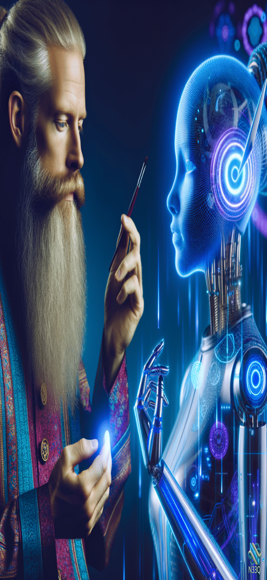 Bearded Artist Painting Blue Female Android