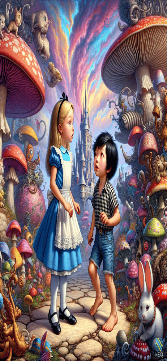 Alice and Boy in Mushroom Wonderland