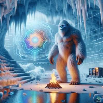 Yeti by Campfire in Icy Crystal Cave
