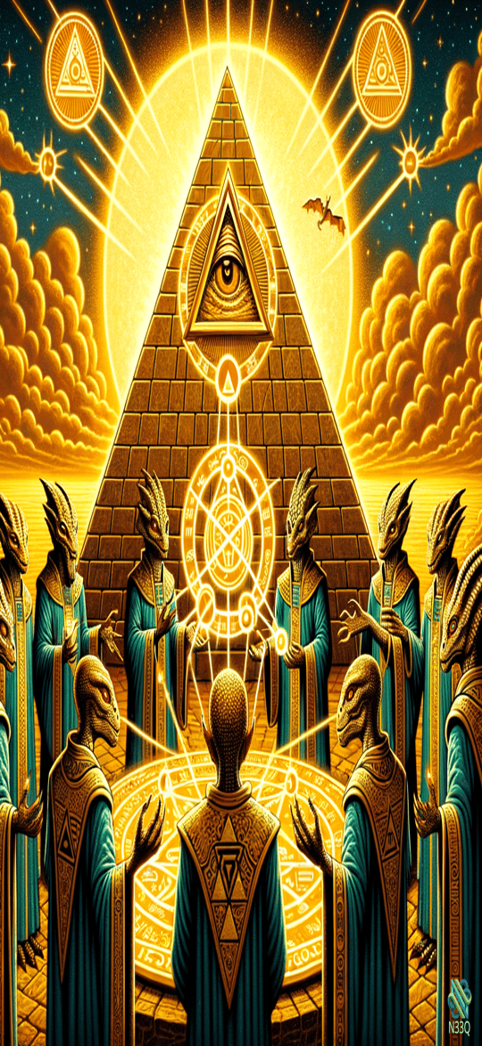 Reptilians Ritual at Glowing Pyramid Eye