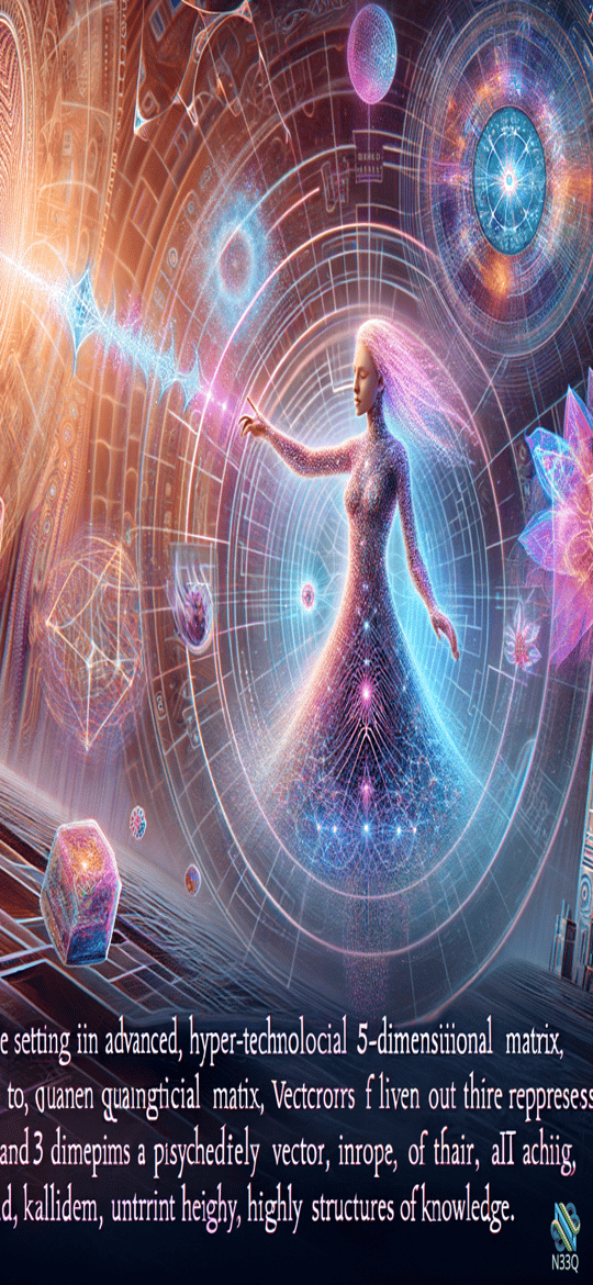 Glowing Woman in Cosmic Geometric Realm
