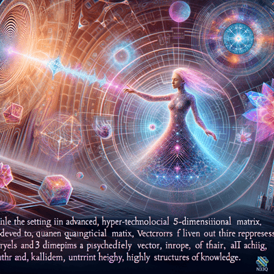 Glowing Woman in Cosmic Geometric Realm