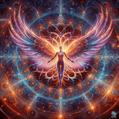 Luminous Angel in Cosmic Mandala