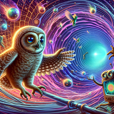 Owl and Robot in Cosmic Vortex