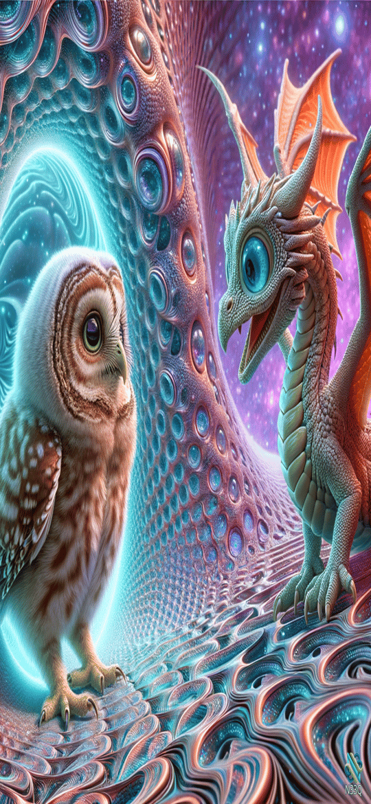 Owl and Dragon in Cosmic Portal