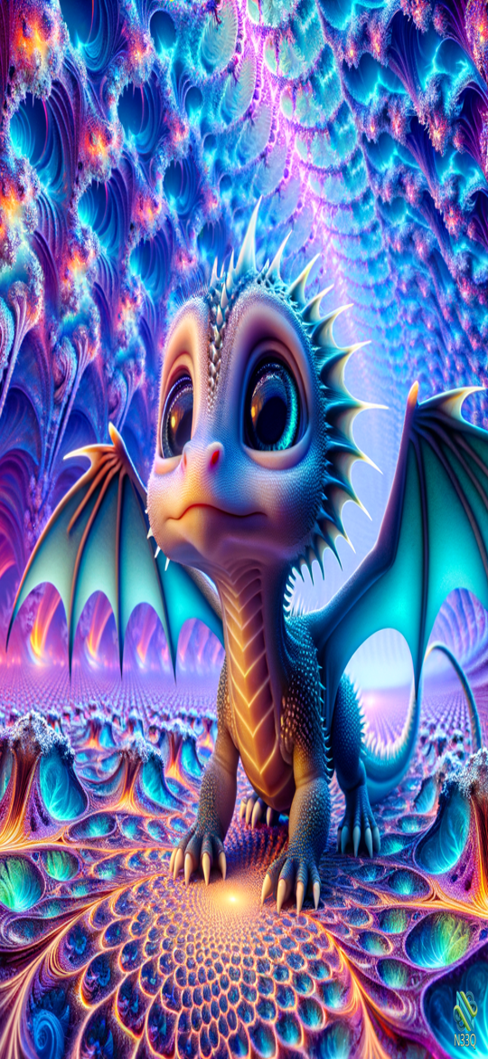 Cute Baby Dragon in Fractal Realm