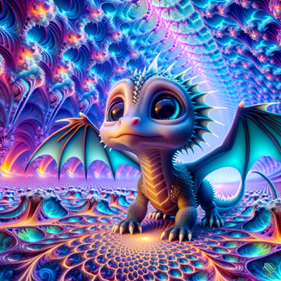 Cute Baby Dragon in Fractal Realm