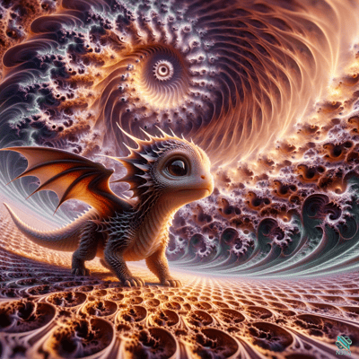 Baby Dragon in Fractal Spiral Vortex