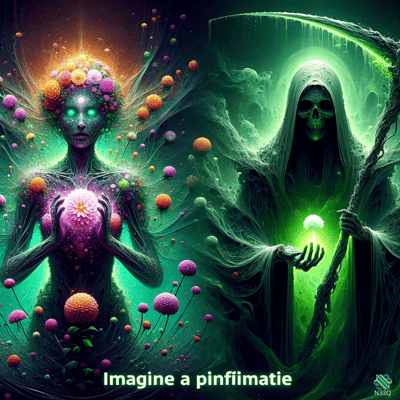 Floral Goddess Facing Emerald Grim Reaper