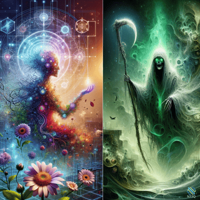 Cosmic Woman and Emerald Grim Reaper