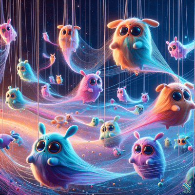 Fluffy Creatures Drifting Through Cosmic Nebula