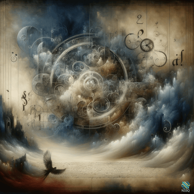 Bird Soaring Beneath Ornate Celestial Mechanism