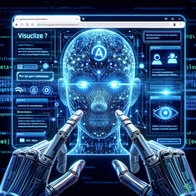 Robotic Hands Pointing at Glowing AI Head