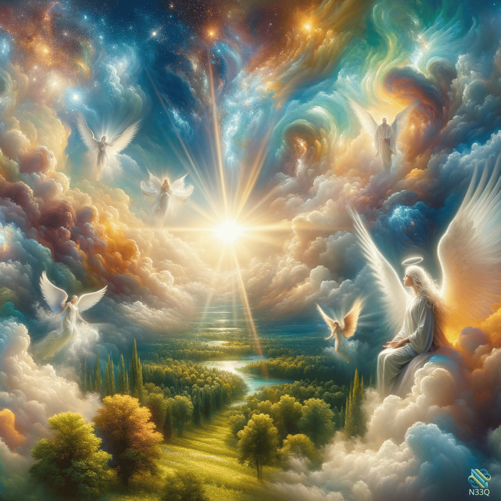Angels Gathering Around Radiant Divine Light