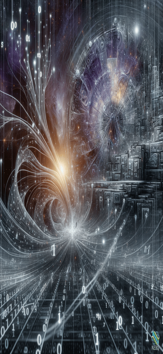 Binary Code Vortex to Futuristic Portal