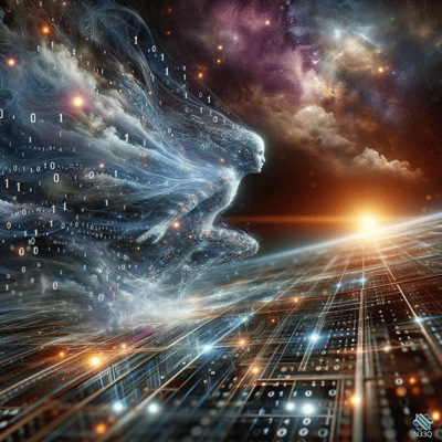 Binary Figure Over Digital Horizon Grid