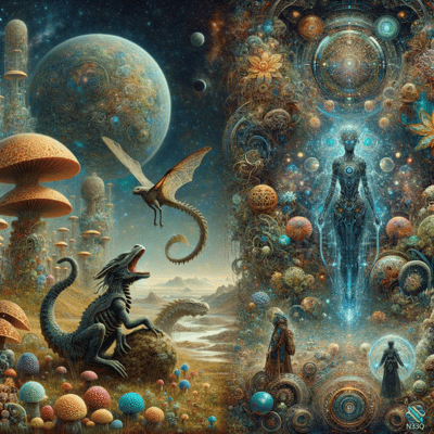 Dragons and Luminous Figure in Cosmic Realm