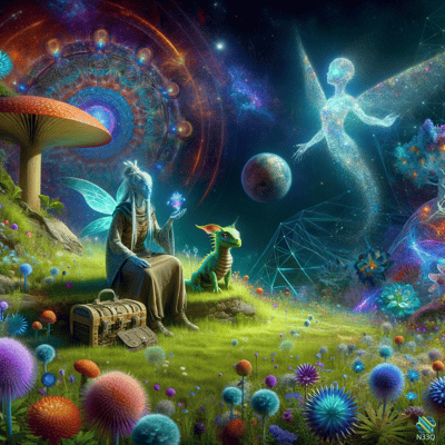 Fairy and Dragon in Cosmic Meadow
