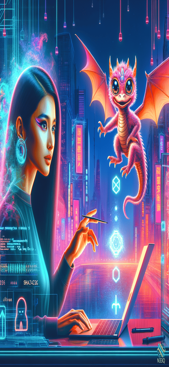 Cyberpunk Woman with Pink Dragon