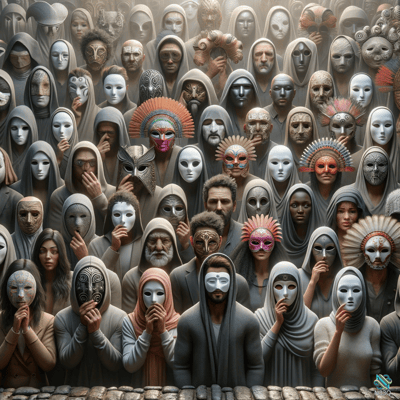 Crowd of Masked Hooded Figures