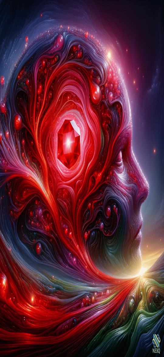 Profile Head with Central Red Crystal