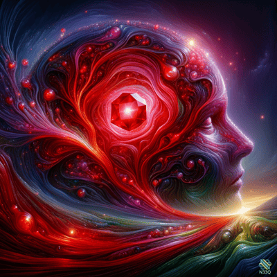 Profile Head with Central Red Crystal