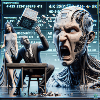 Cyborg Shattering Data Cube Before Angry Android