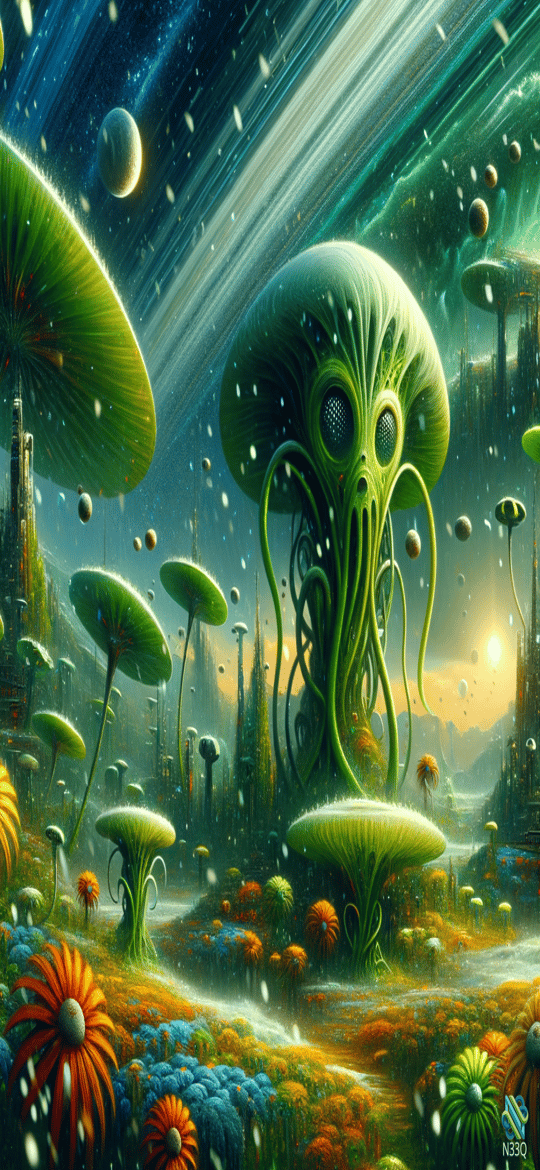 Giant Tentacled Mushroom Creatures on Alien Planet