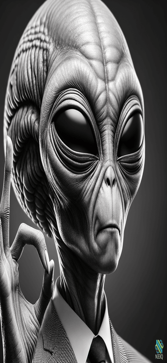 Suited Alien Making OK Gesture