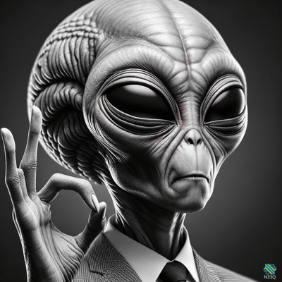 Suited Alien Making OK Gesture