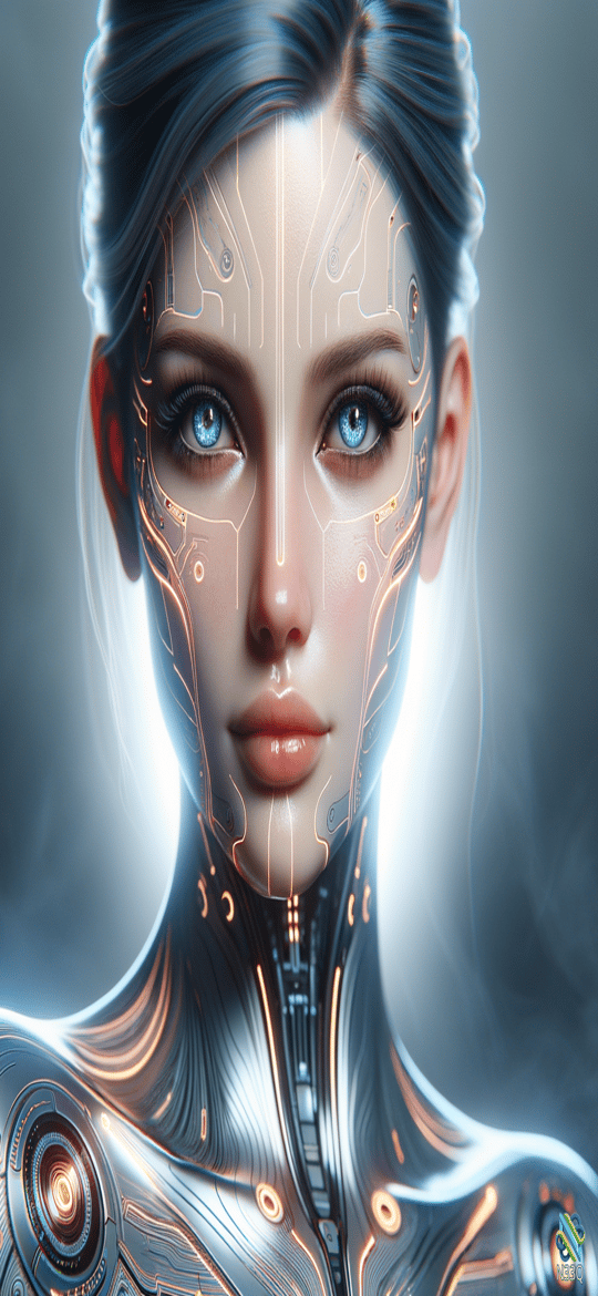 Cyborg Woman with Glowing Circuits