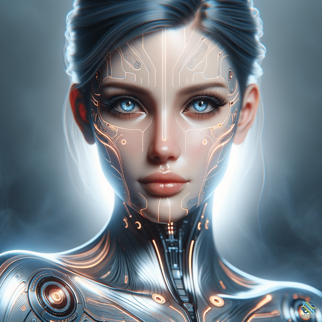 Cyborg Woman with Glowing Circuits