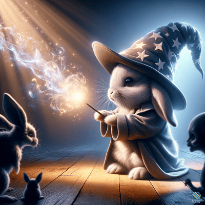 Bunny Wizard Casting Magic Spell
