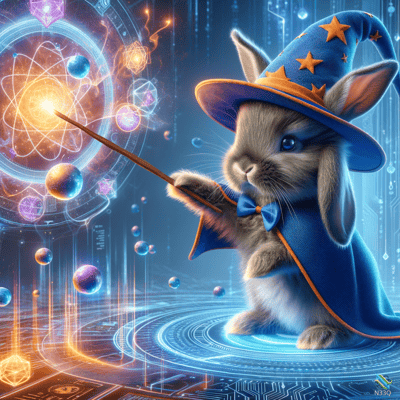 Bunny Wizard Casting Holographic Spells