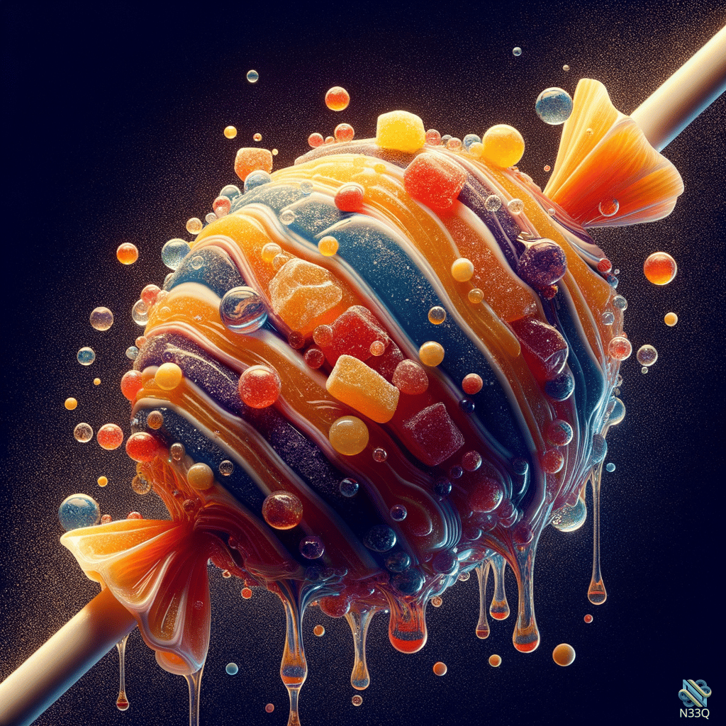 Dripping Gummy Candy Lollipop with Swirls