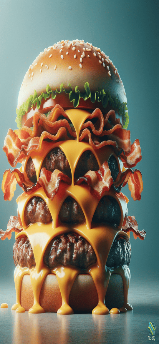 Towering Bacon Cheeseburger with Melted Cheese
