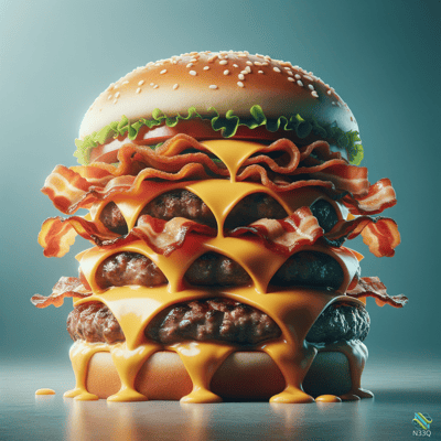 Towering Bacon Cheeseburger with Melted Cheese
