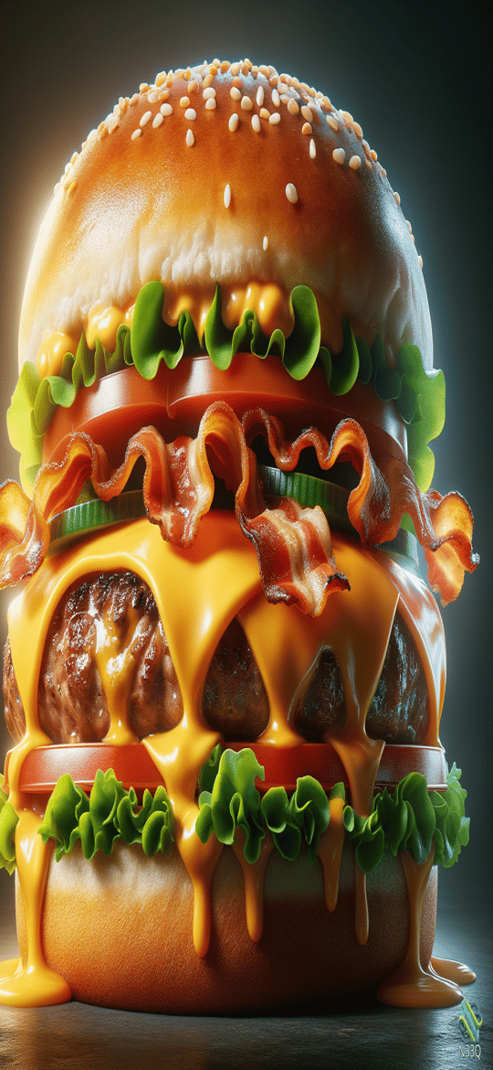 Double Bacon Cheeseburger with Melting Cheese