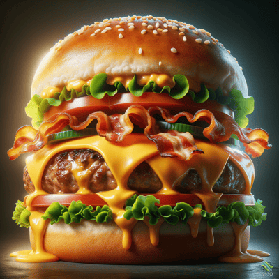Double Bacon Cheeseburger with Melting Cheese