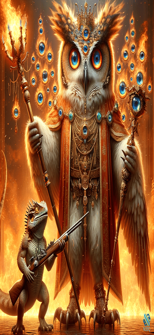 Crowned Owl King and Armed Lizard Warrior
